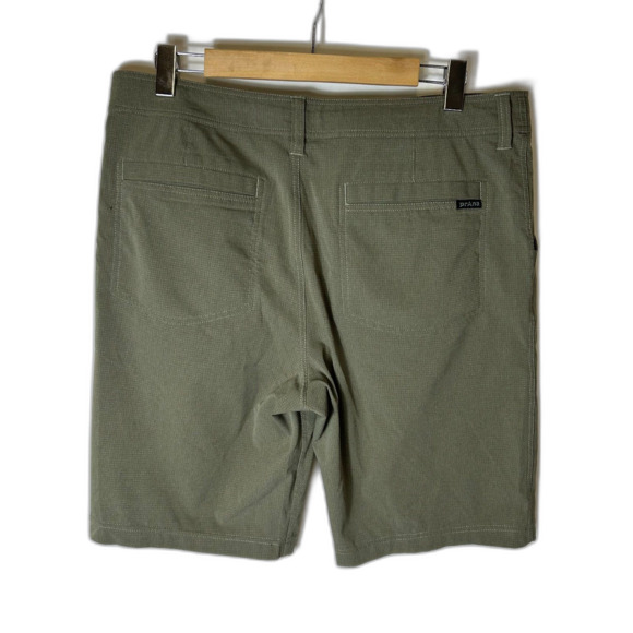 Prana Hybridizer Sage Green Rip Stop Flat Front Active Shorts Sz 34 X 10 - Picture 9 of 16